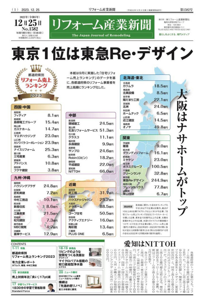 都道府県別リフォーム売り上げランキング2023